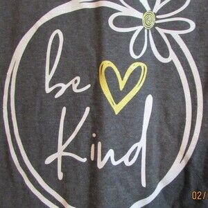 HANES WOMEN'S XL TEE SHIRT BE KIND SPARKLES GRAY FLOWER